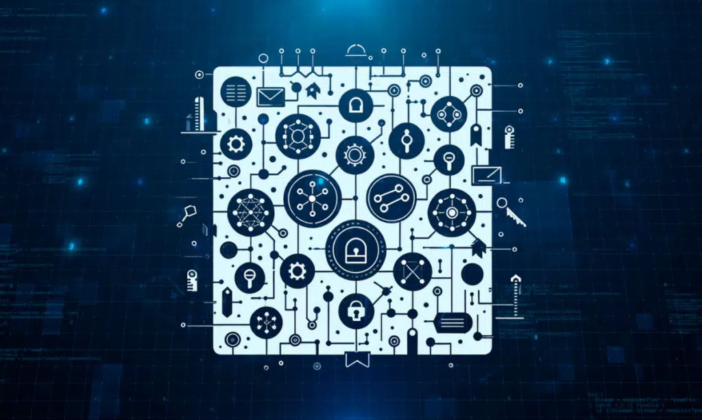 graphic illustrating the role of Decentralized Identifiers (DIDs) in verifiable credentials, highlighting how they verify and identify users or entities using blockchain technology