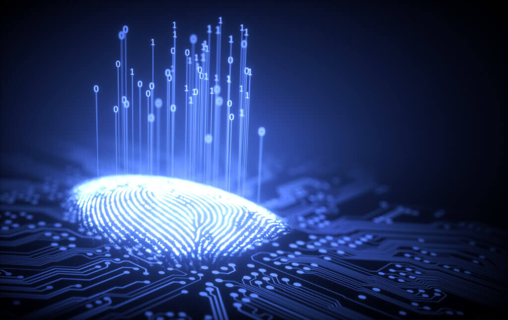 fingerprint symbolizing decentralized identifiers (DIDs) on the blockchain